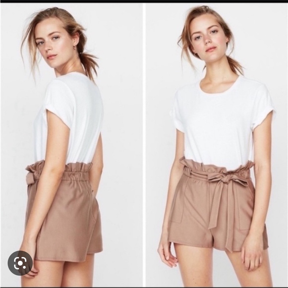 Express High Waist Paperbag Shorts